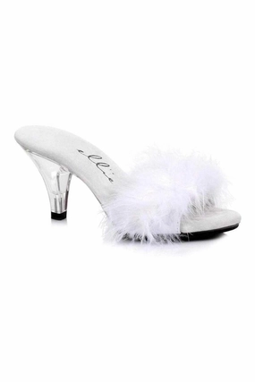305-SASHA Marabou  | White Genuine Satin