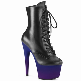7 Inch Heel ADORE-1020BP Black Pu Blue Purple Ombre