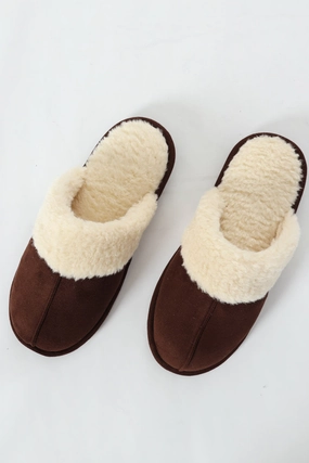 Aaron Fur Lined Slipper - Brown