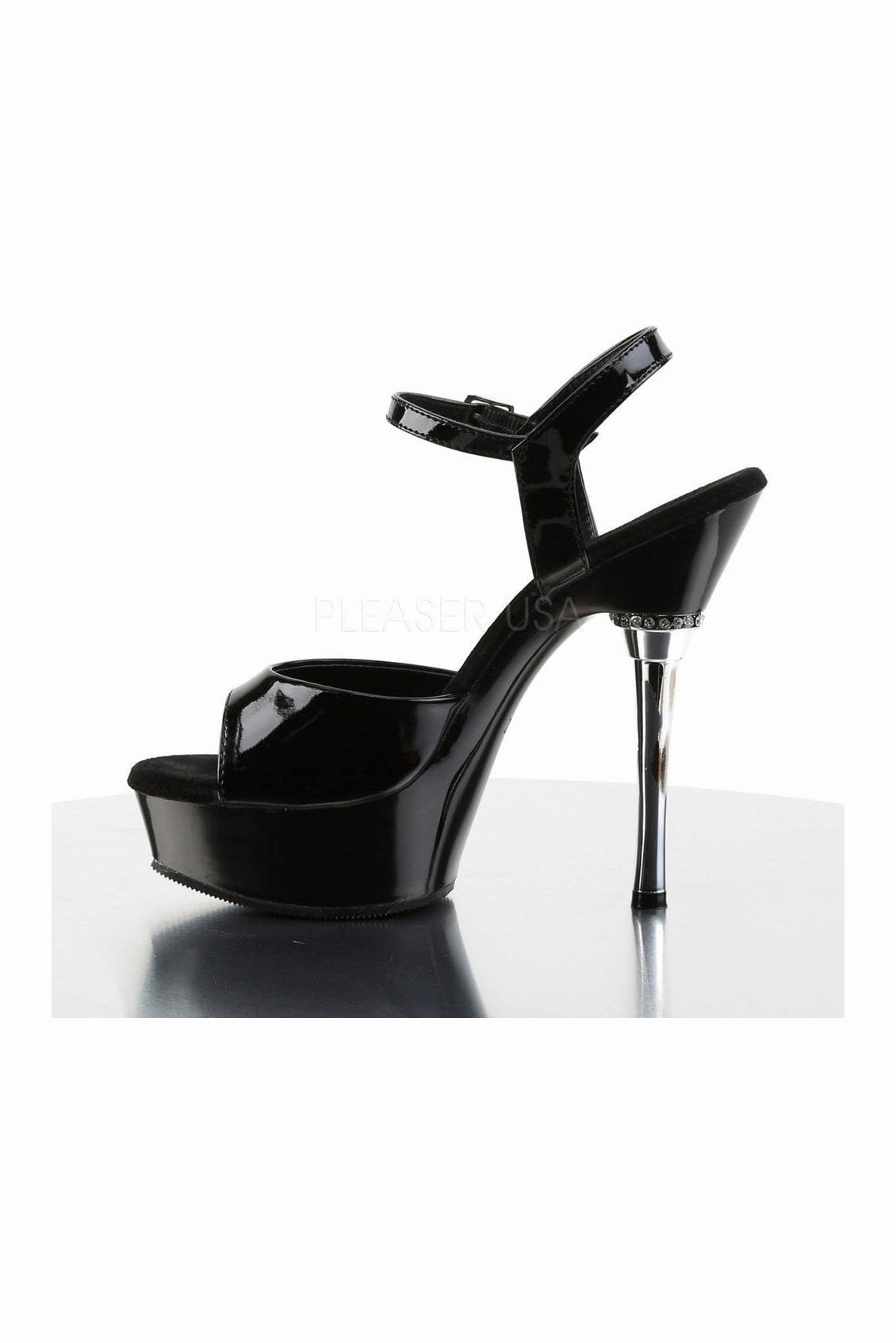 ALLURE-609 Platform Sandal  | Black Patent