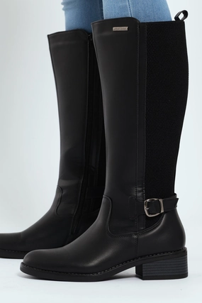 August Long Rider Ankle Buckle Boot - Black