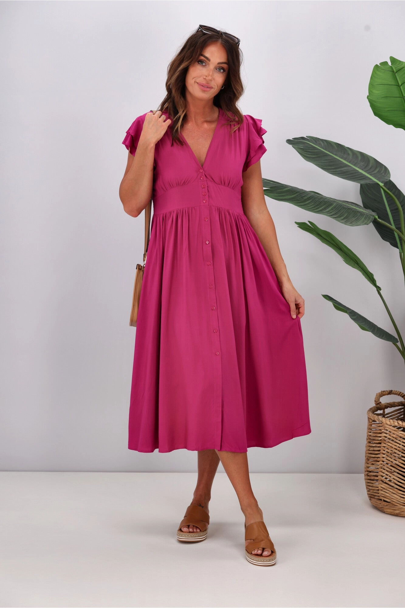 Boho Australia Ridley Dress Magenta