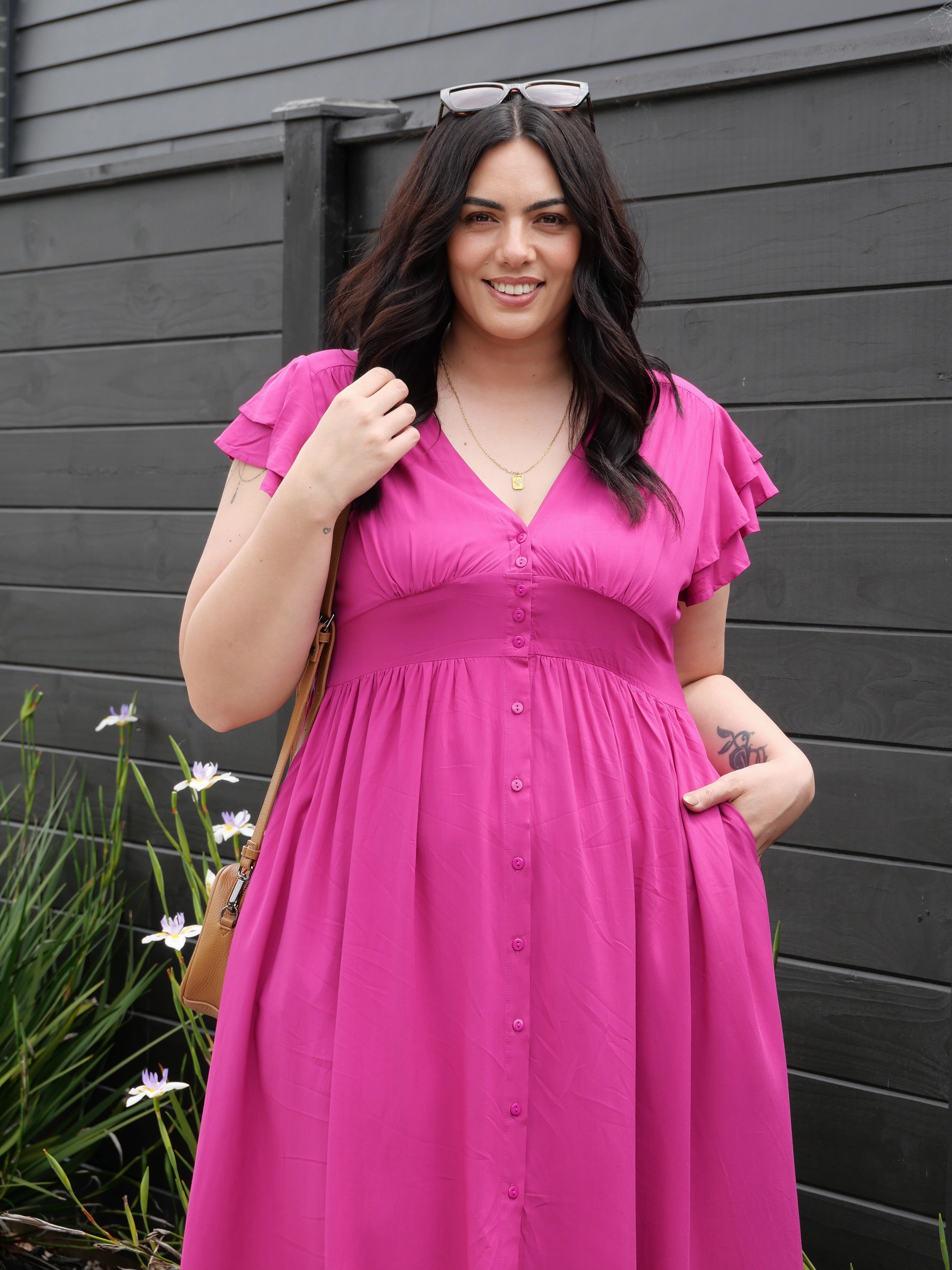 Boho Australia Ridley Dress Magenta