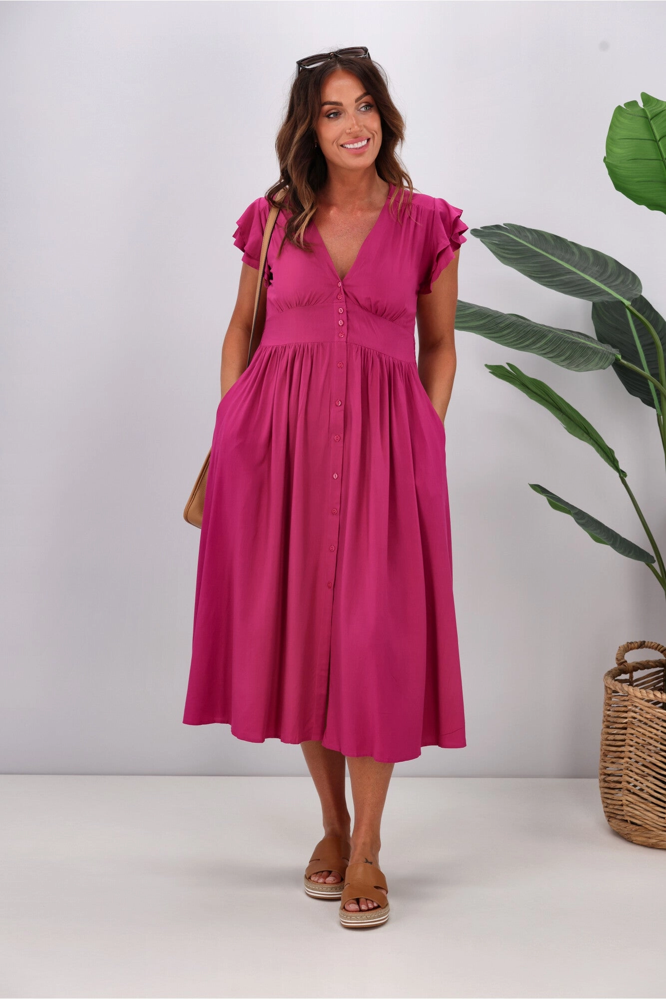 Boho Australia Ridley Dress Magenta
