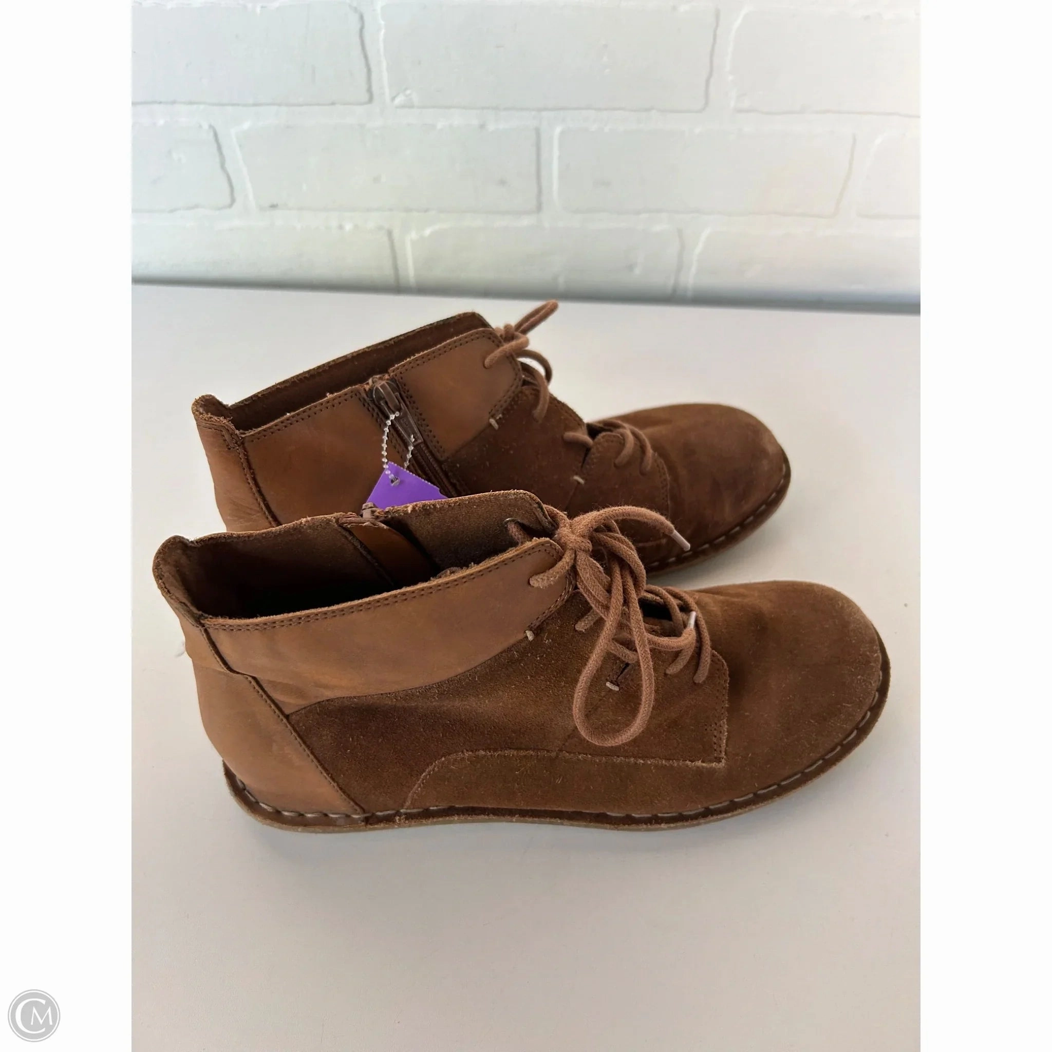 Boots Ankle Flats By Clarks In Brown, Size: 9
