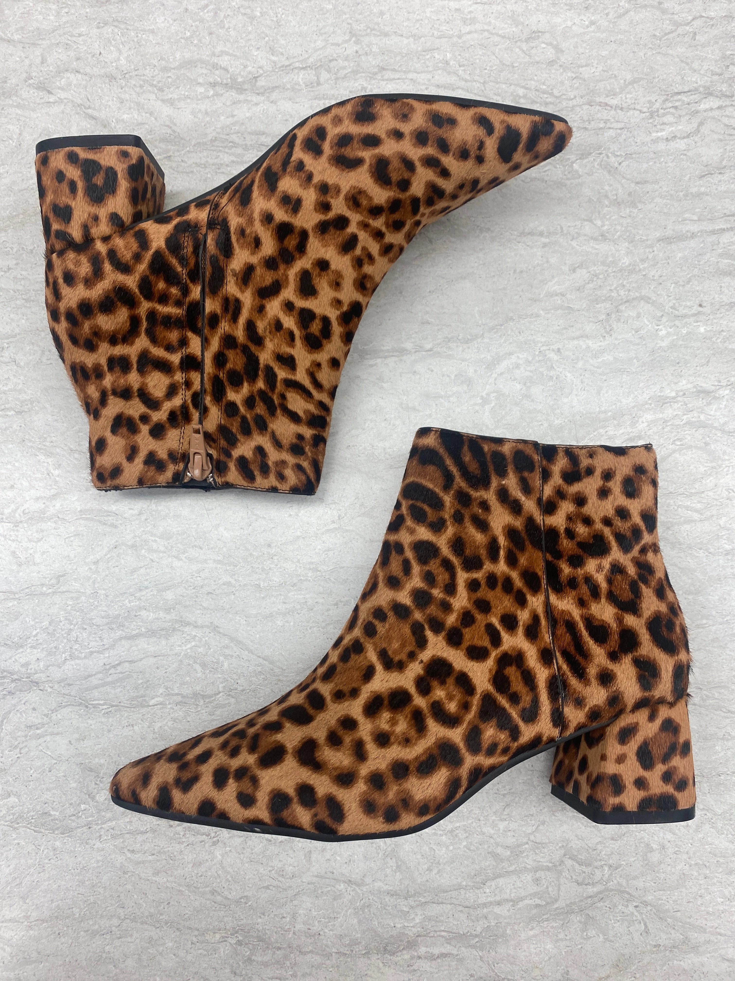 Boots Ankle Heels By Alex Marie In Animal Print, Size: 6.5