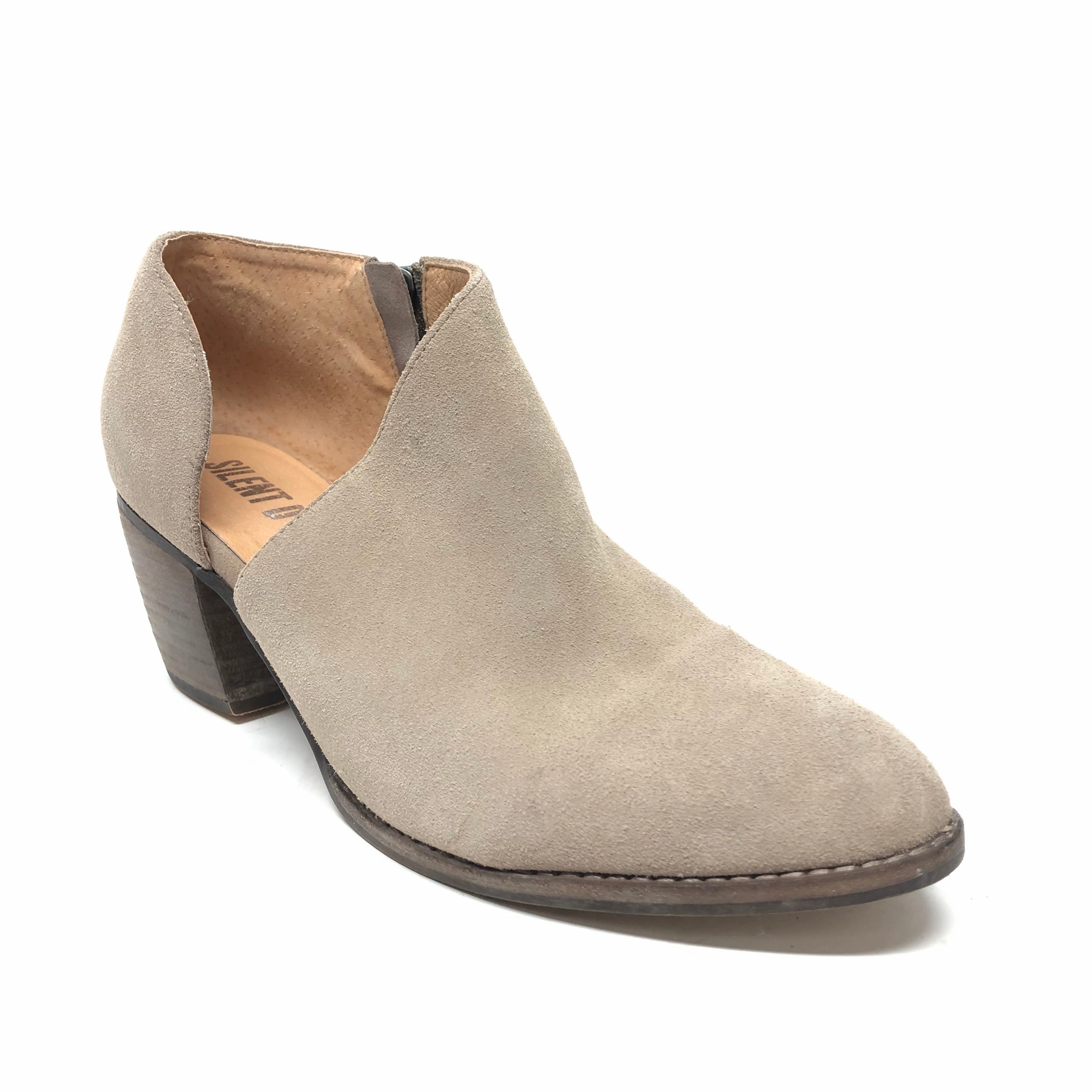 Boots Ankle Heels By Anthropologie In Taupe, Size: 7.5