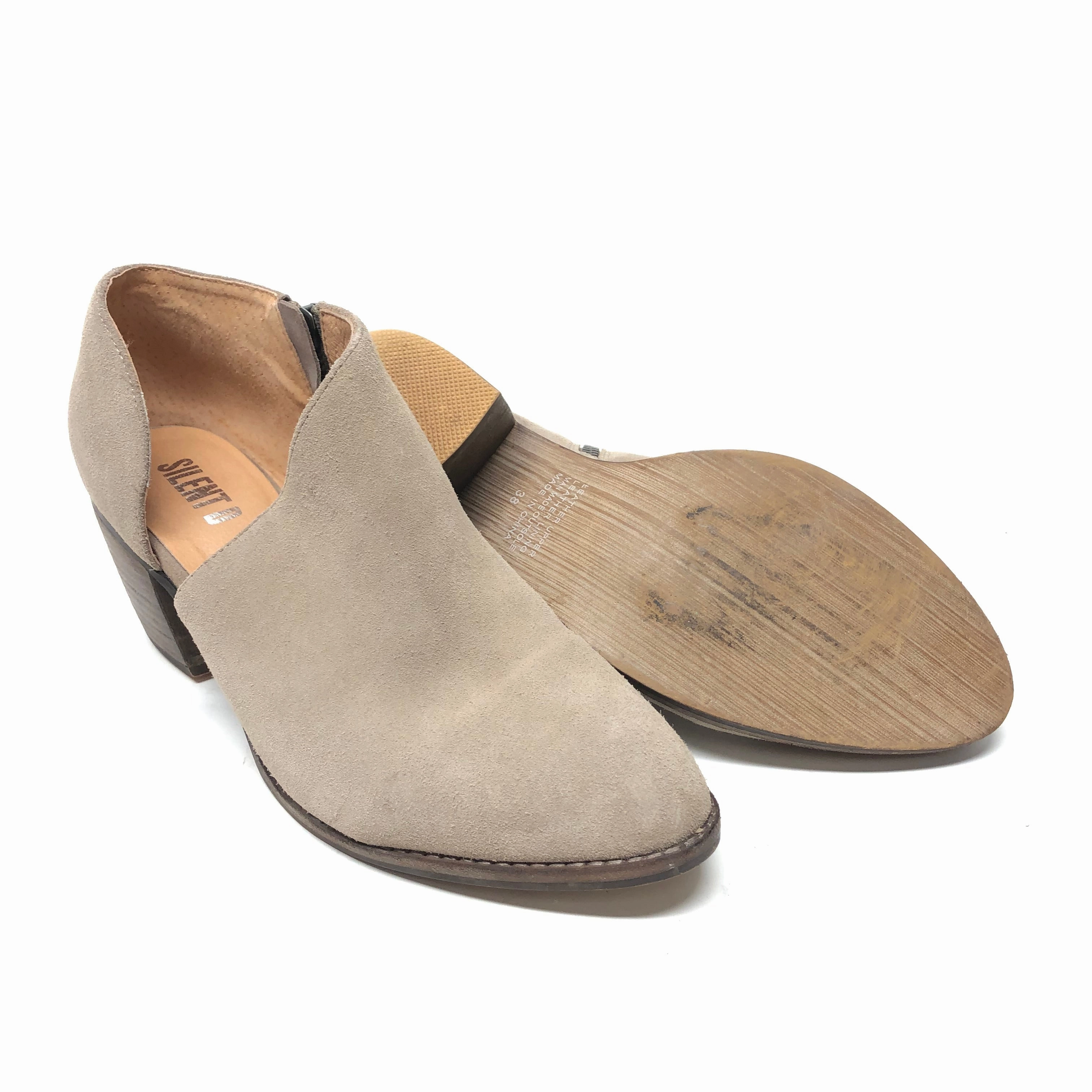 Boots Ankle Heels By Anthropologie In Taupe, Size: 7.5