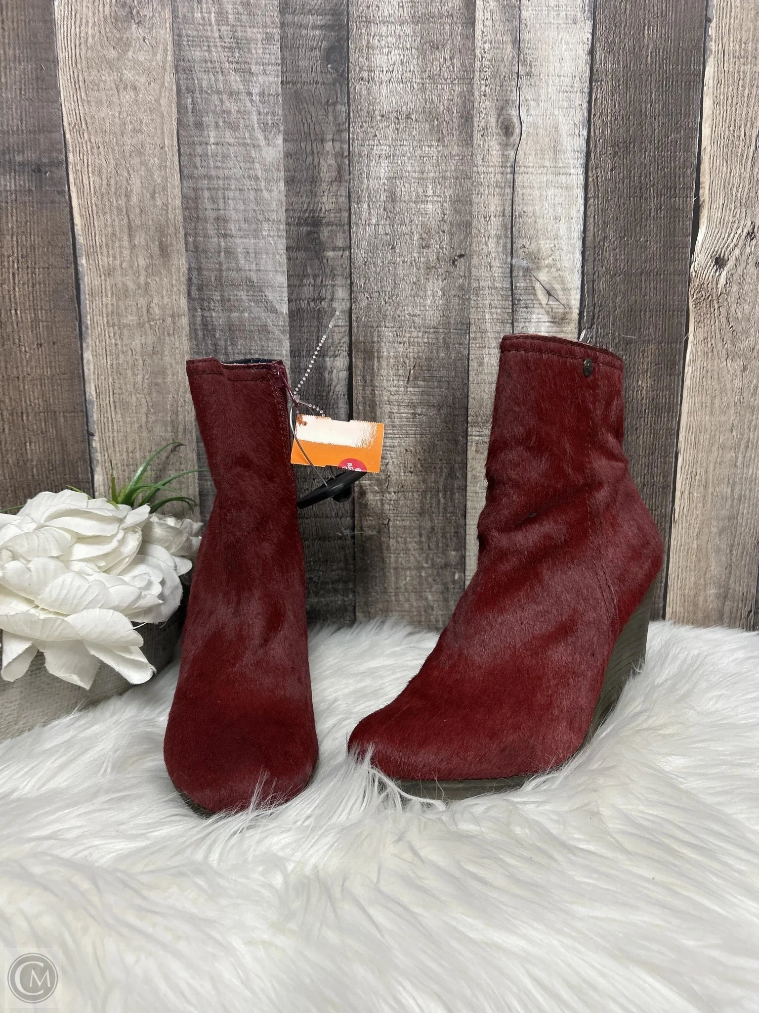 Boots Ankle Heels By Calvin Klein In Red, Size: 9