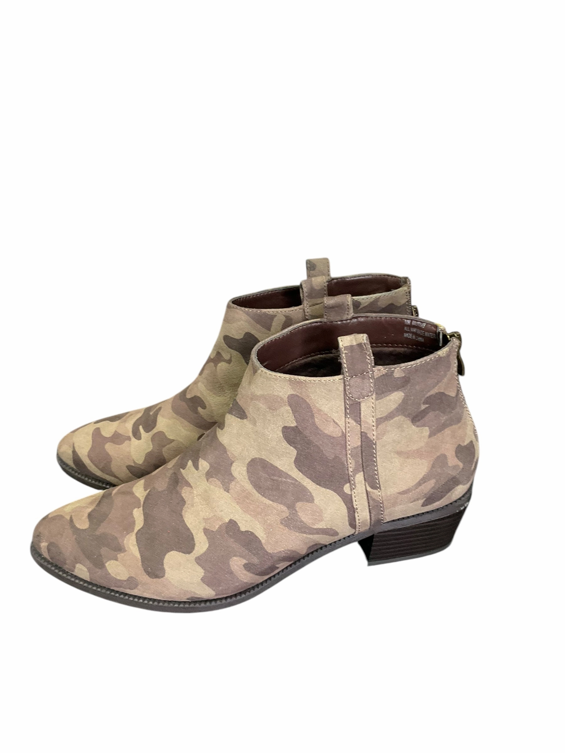 Boots Ankle Heels By Cato In Camouflage Print, Size: 10