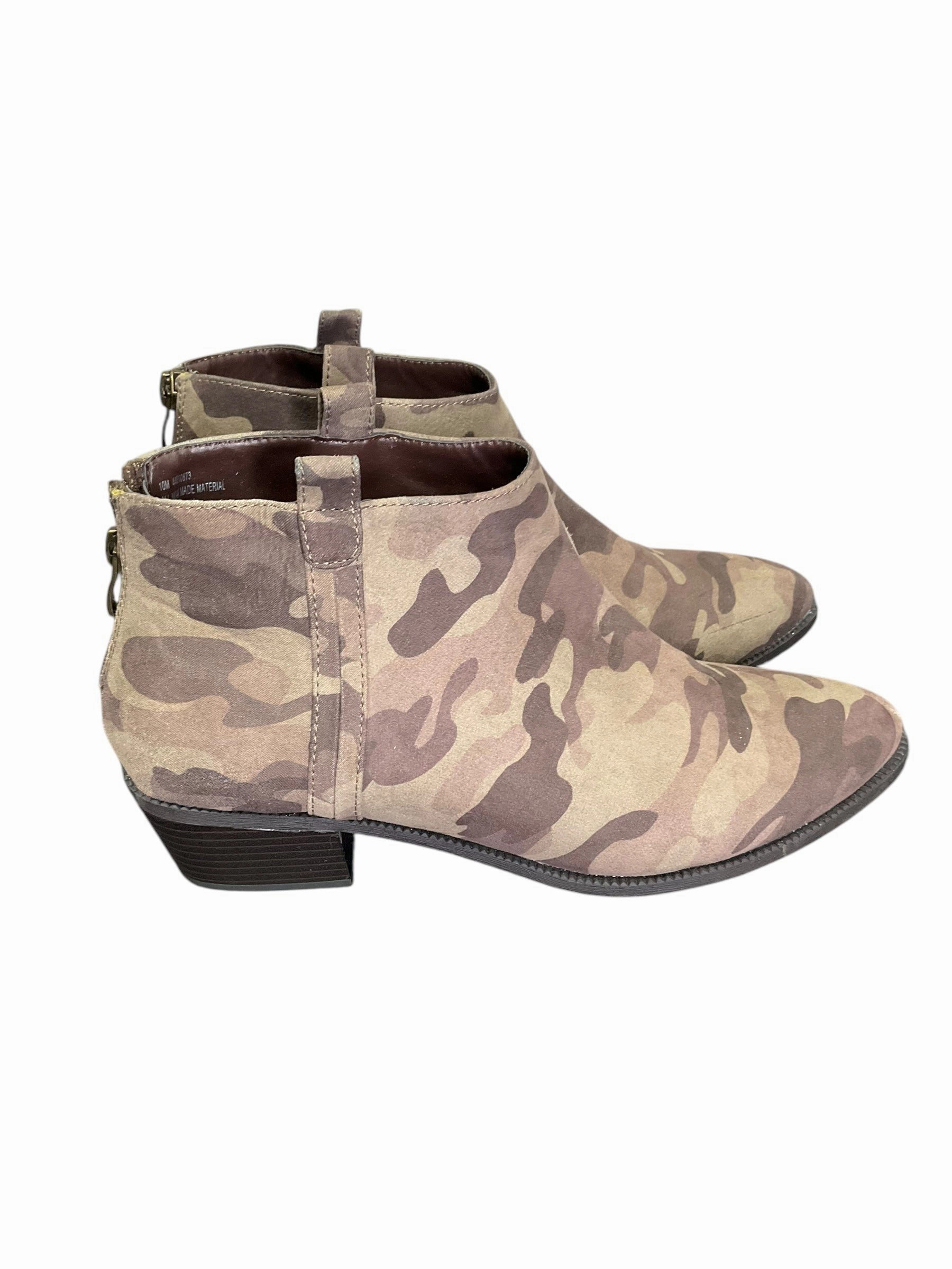 Boots Ankle Heels By Cato In Camouflage Print, Size: 10