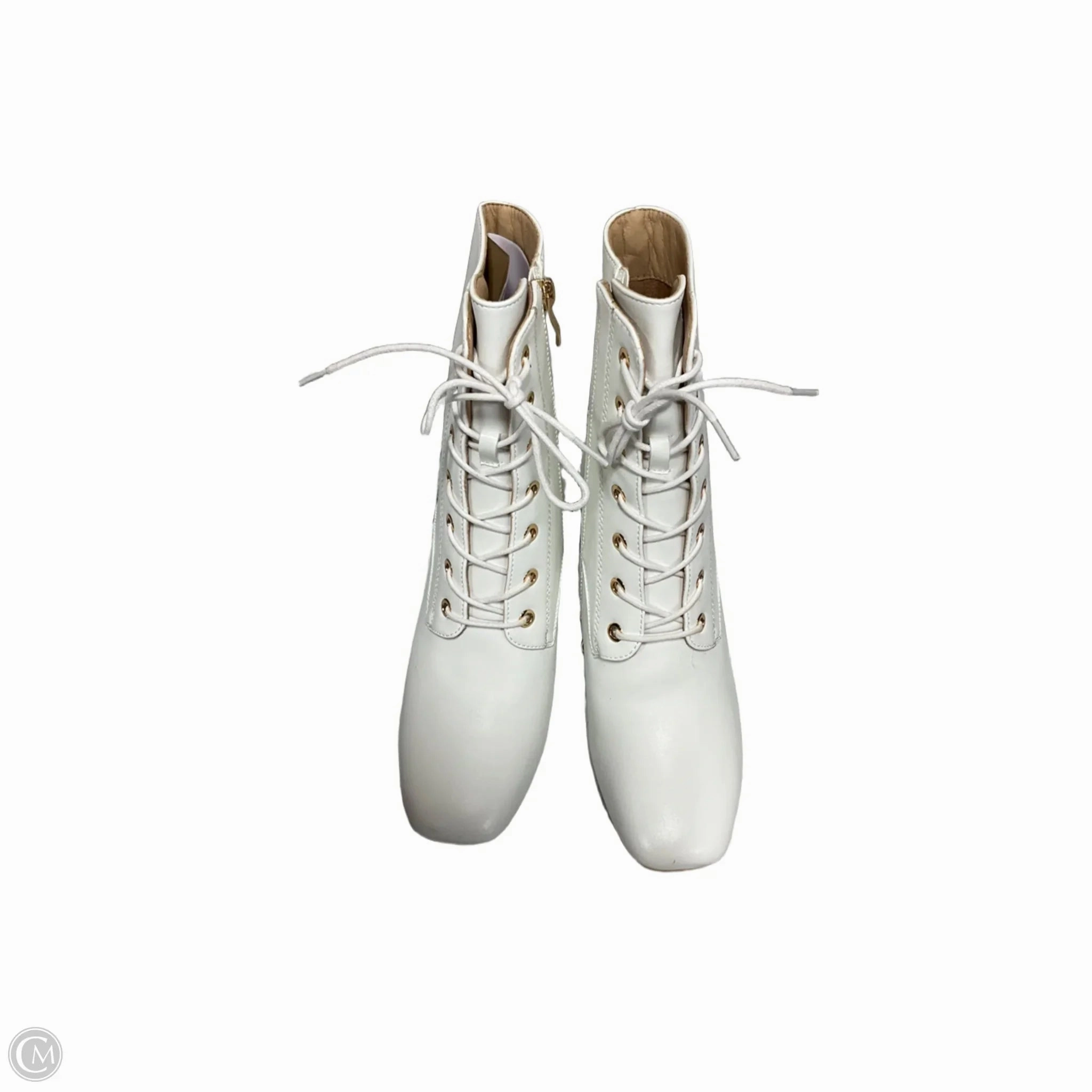 Boots Ankle Heels By Clothes Mentor In White, Size: 7.5