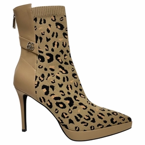 Boots Ankle Heels By Cozy Island In Animal Print, Size: 10