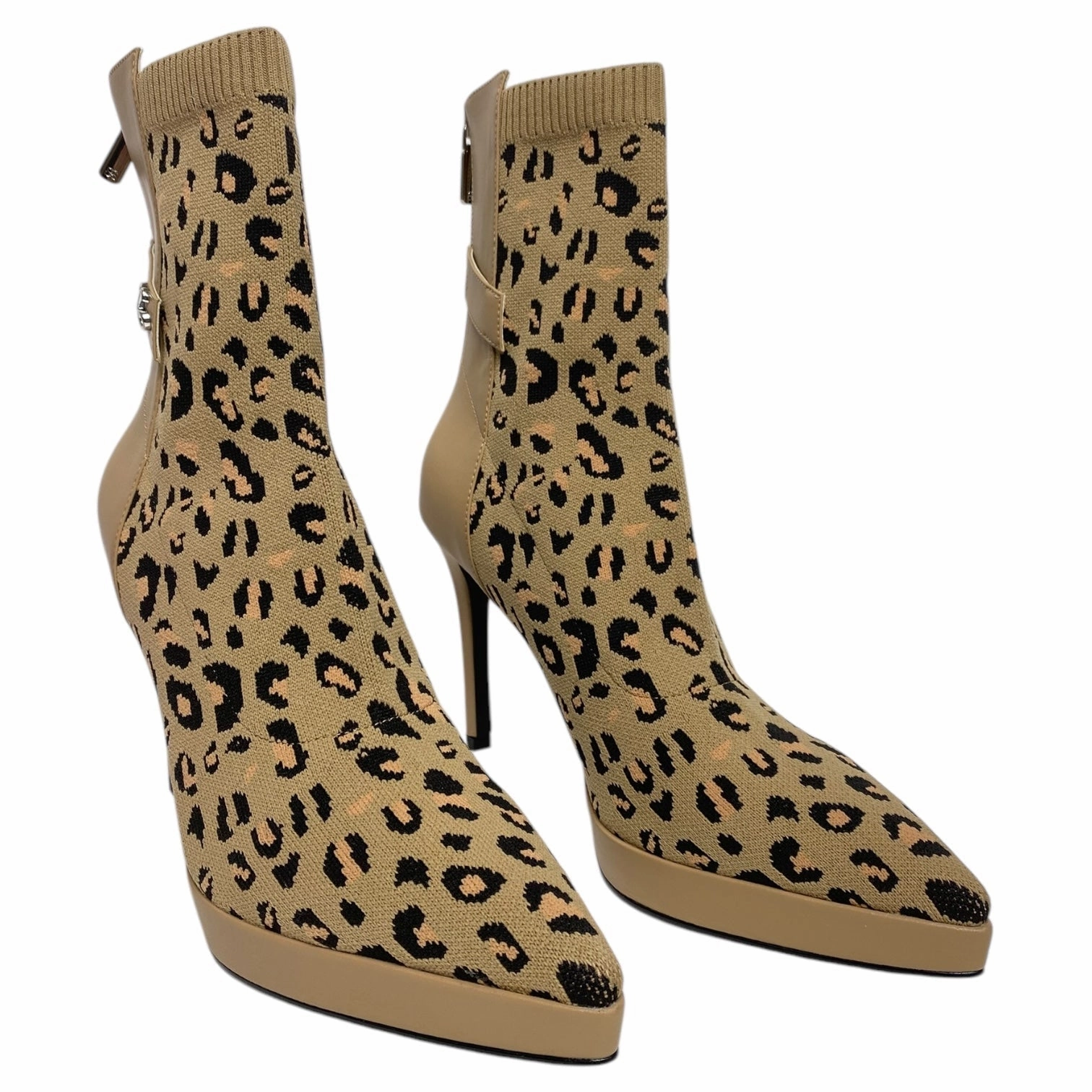 Boots Ankle Heels By Cozy Island In Animal Print, Size: 10