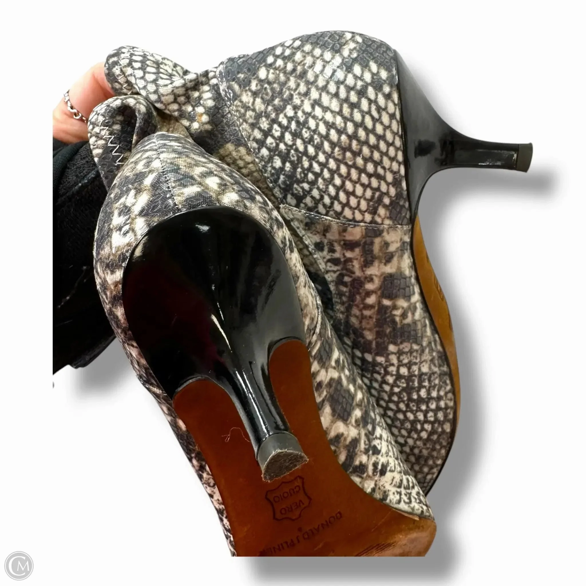 Boots Ankle Heels By Donald Pliner In Snakeskin Print, Size: 8.5