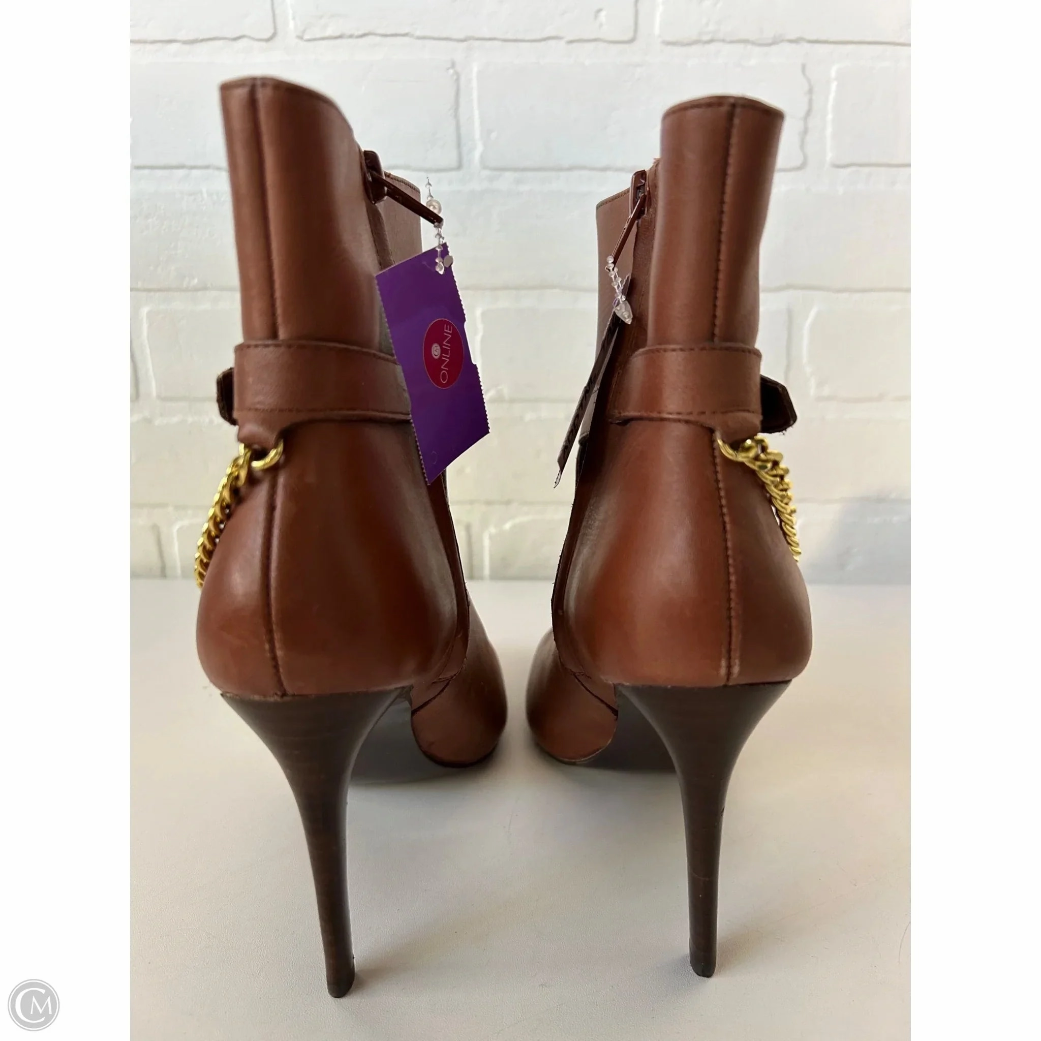Boots Ankle Heels By Lauren By Ralph Lauren In Brown & Gold, Size: 6