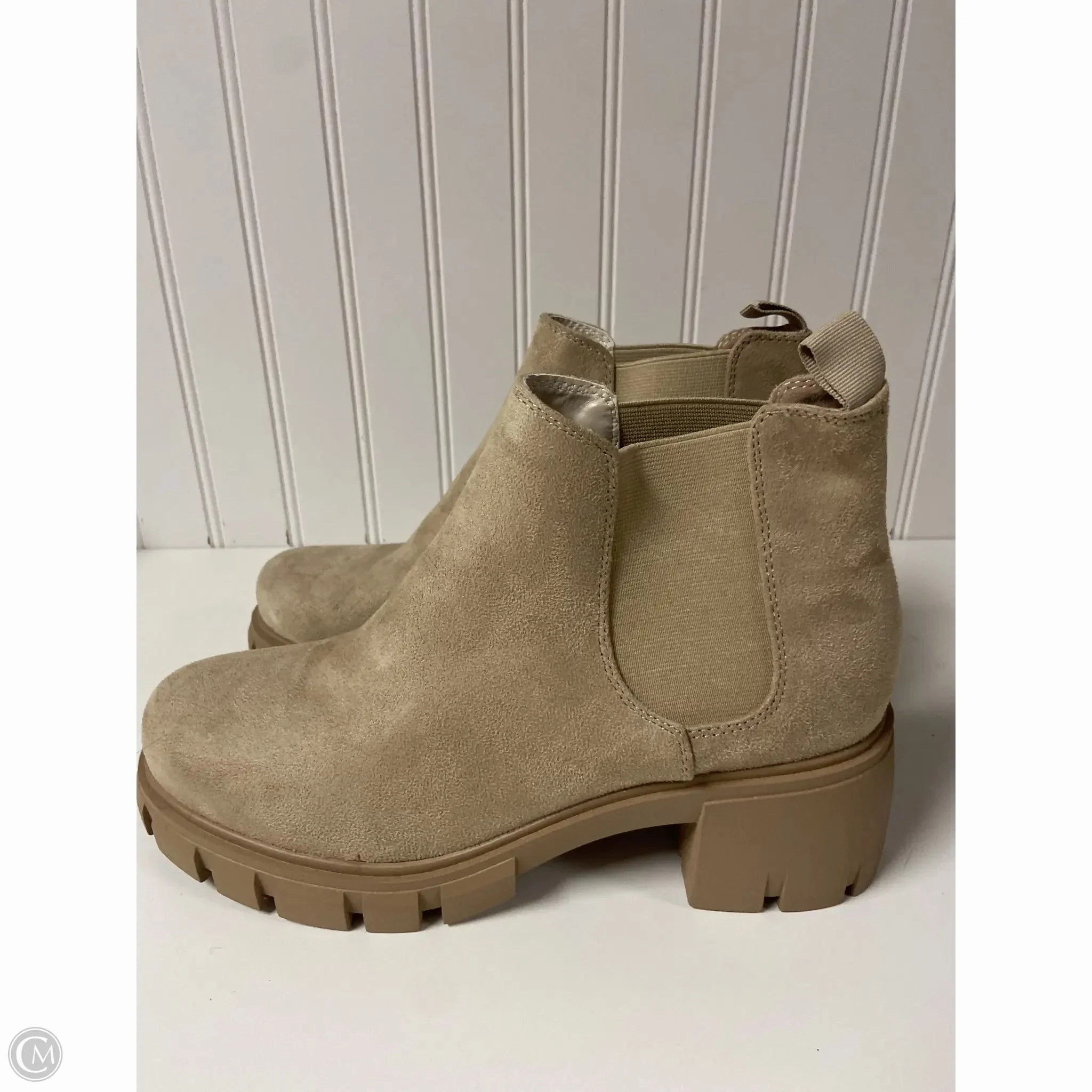 Boots Ankle Heels By Soda In Tan, Size: 10