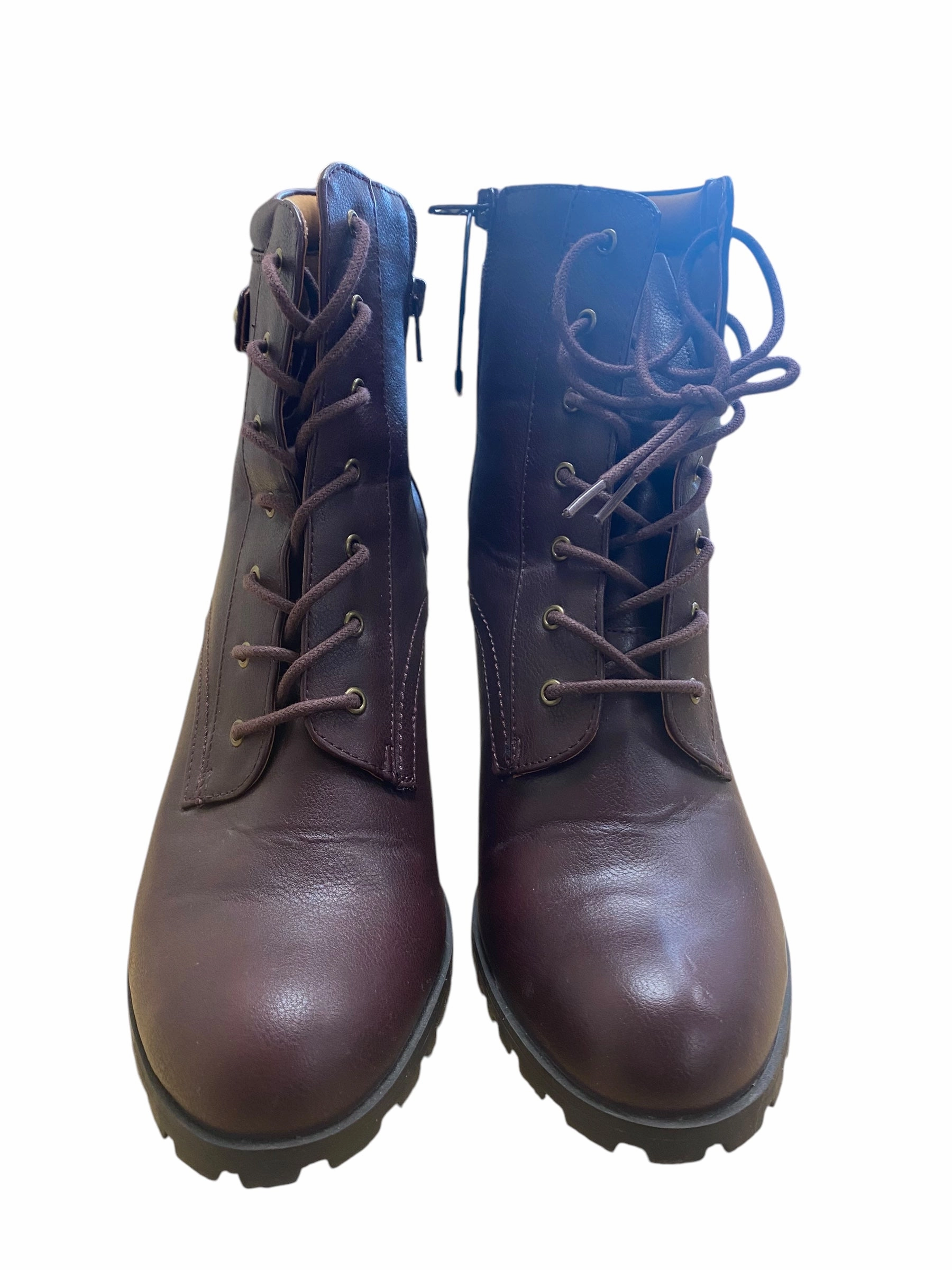 Boots Ankle Heels By Style And Company In Maroon, Size: 11