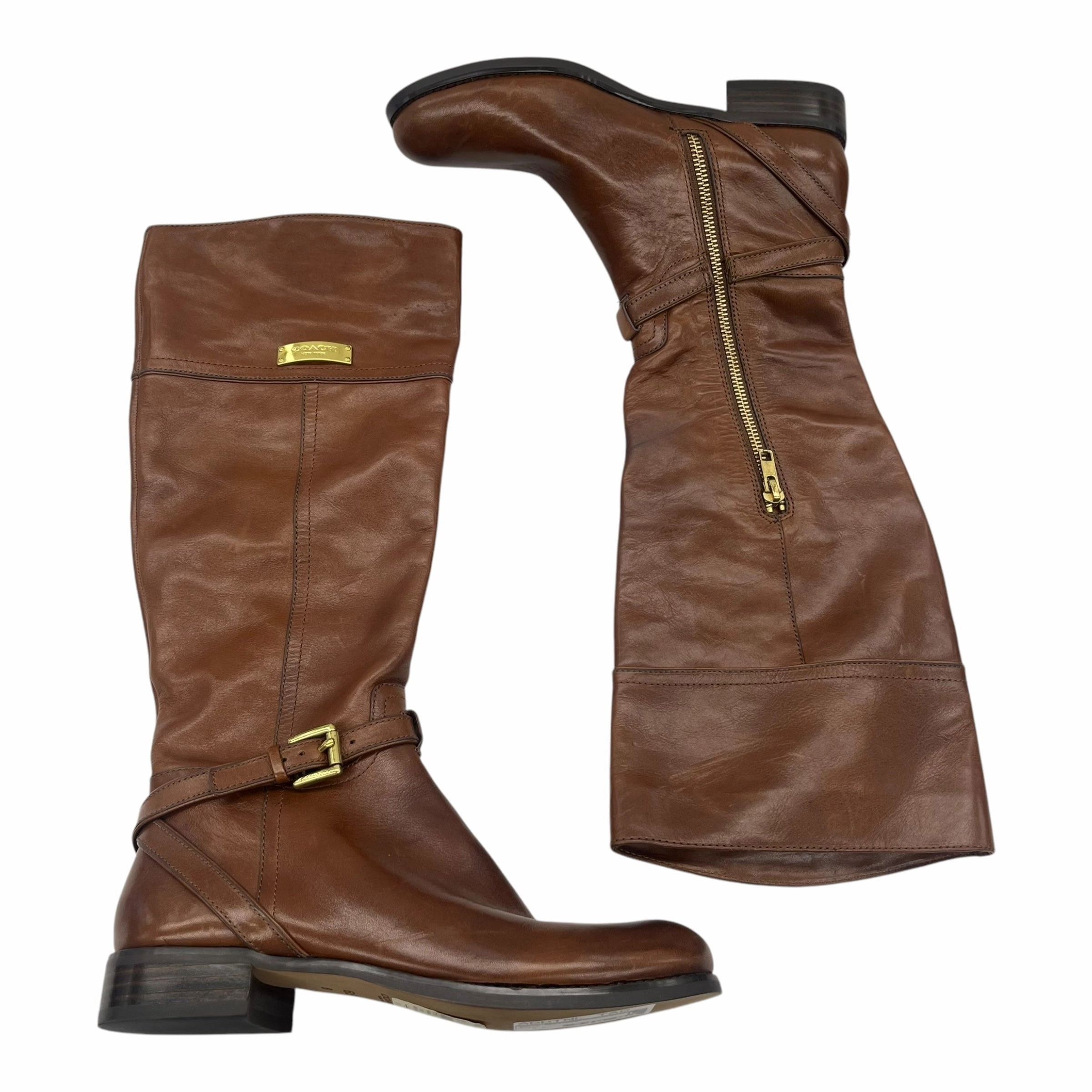 Boots Designer By Coach In Brown, Size:6.5
