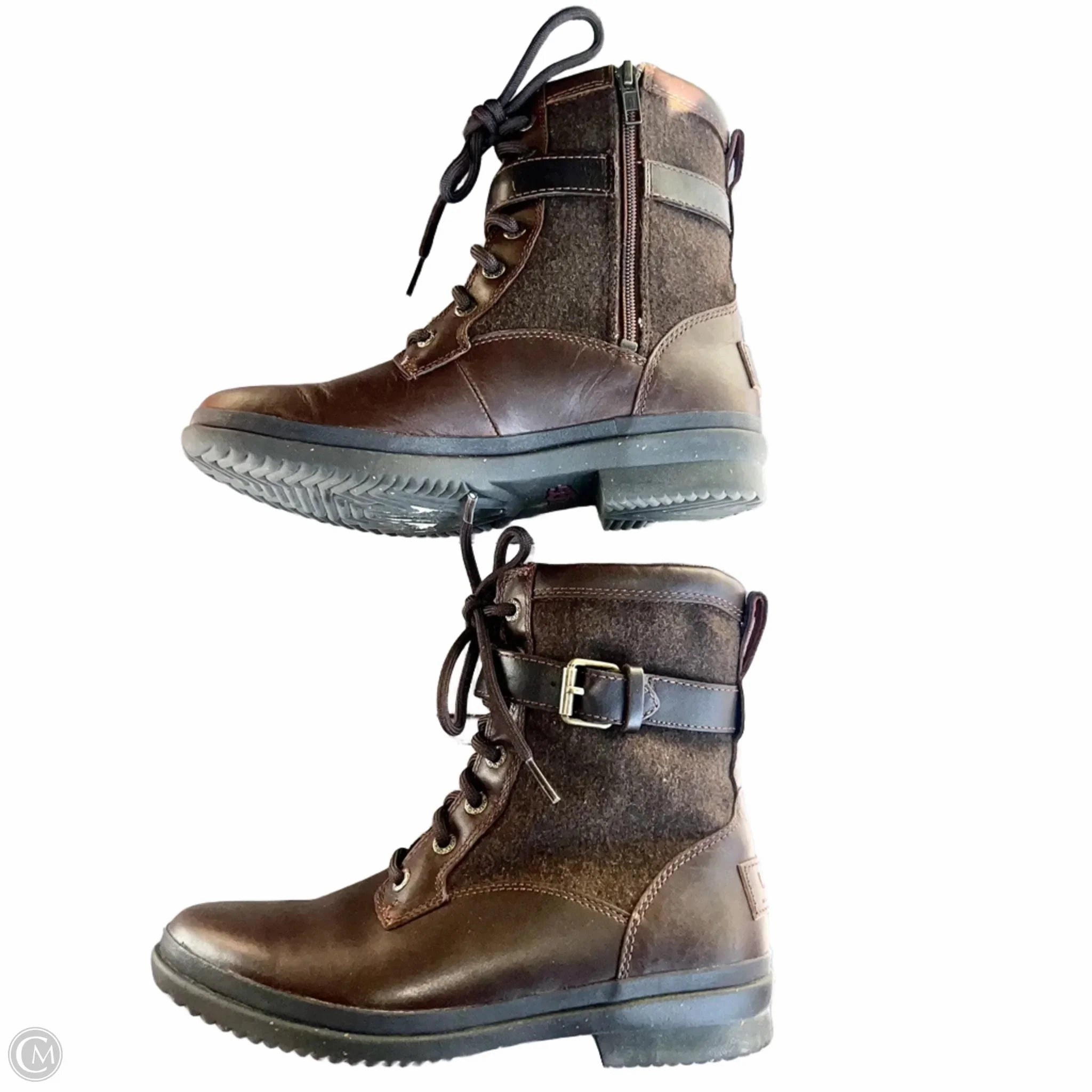 Boots Designer By Ugg In Brown, Size: 6.5