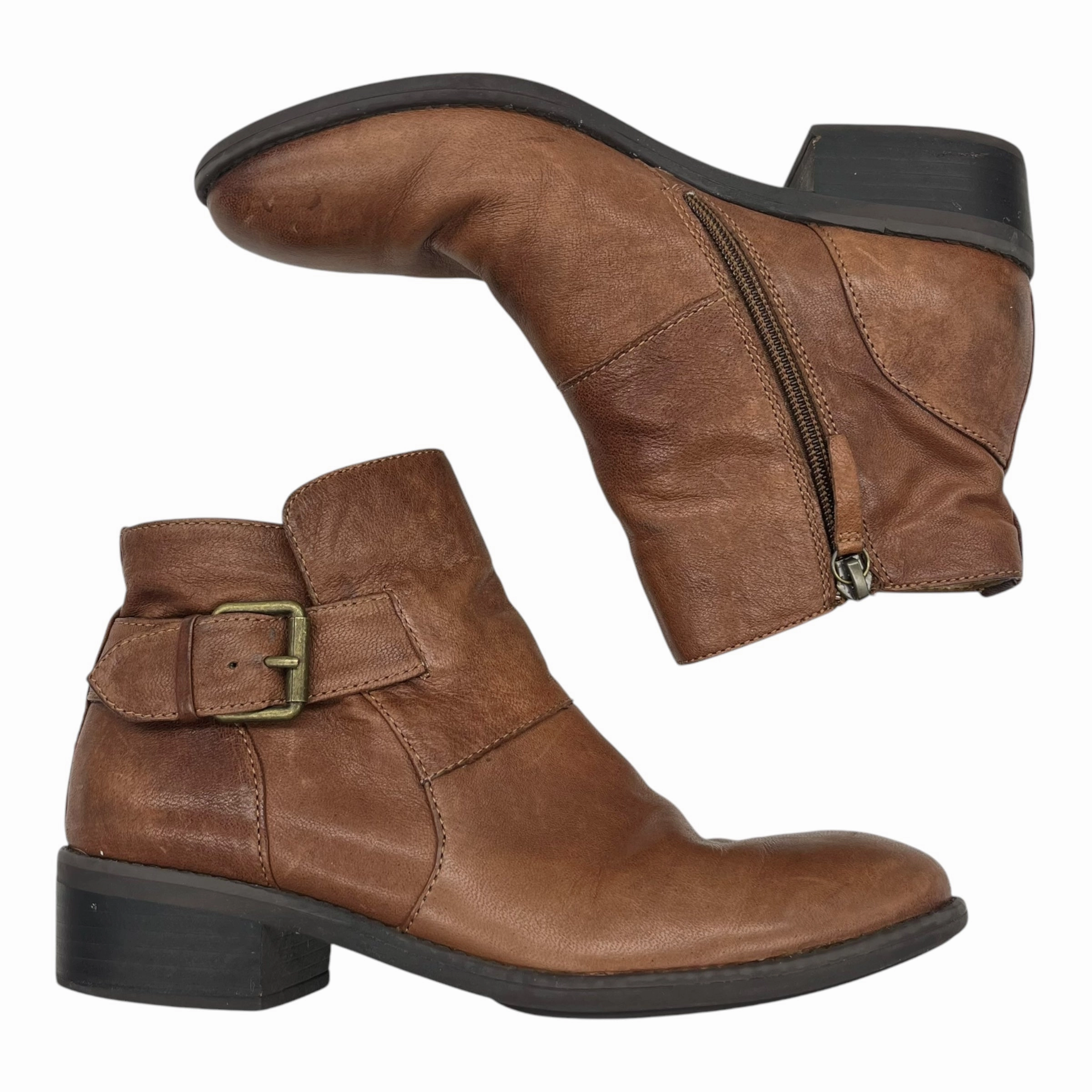 Boots Leather By Comfortiva In Brown, Size:7