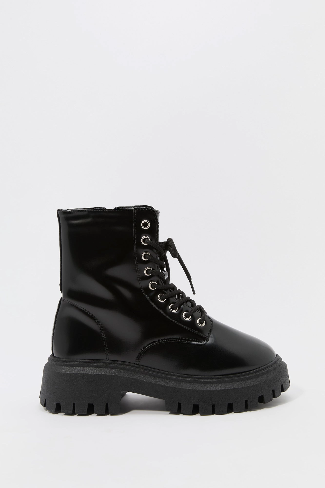Bottes en similicuir à talon plateforme
