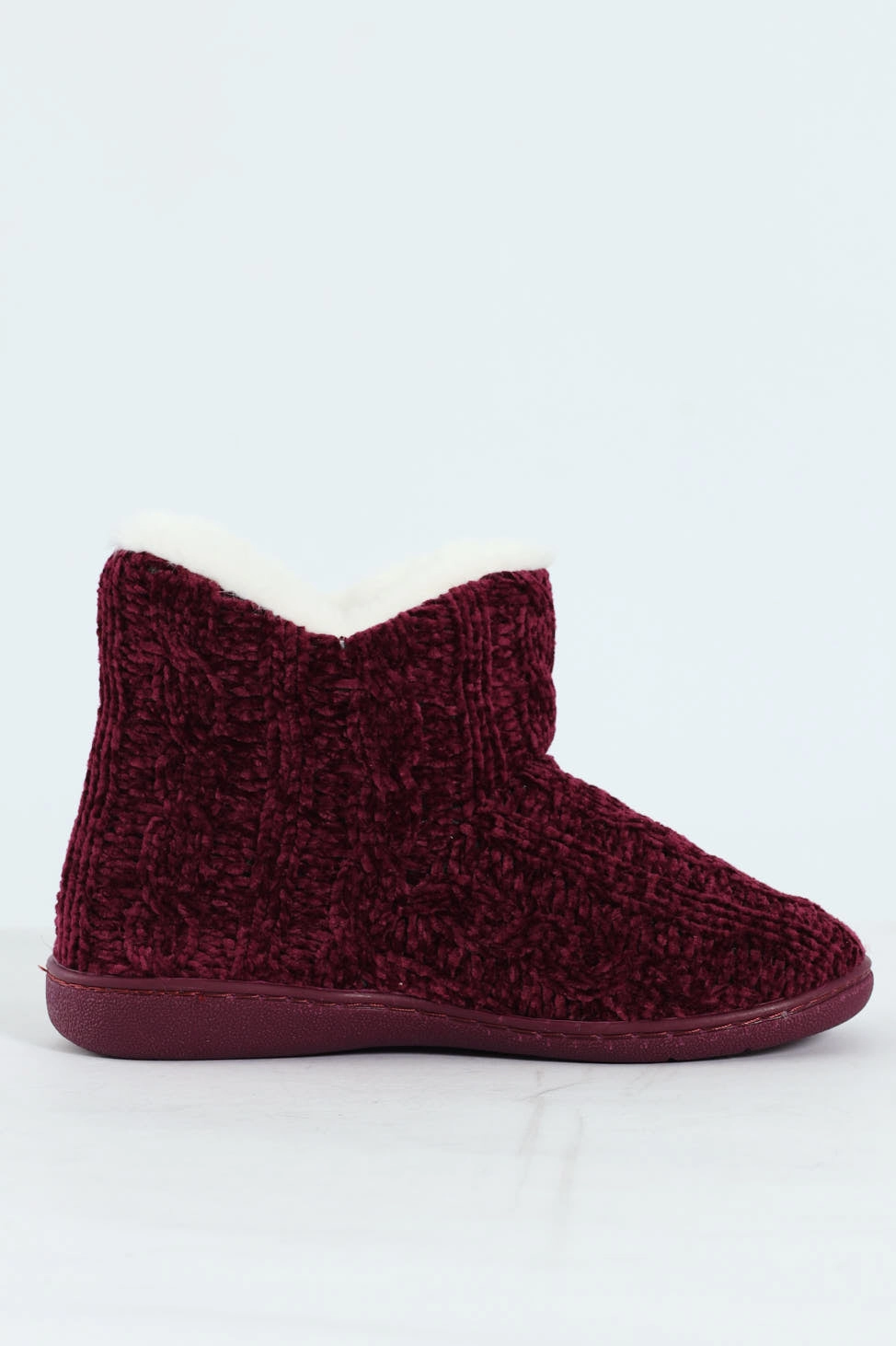 Cable Knit Slipper Bootie With Pompoms