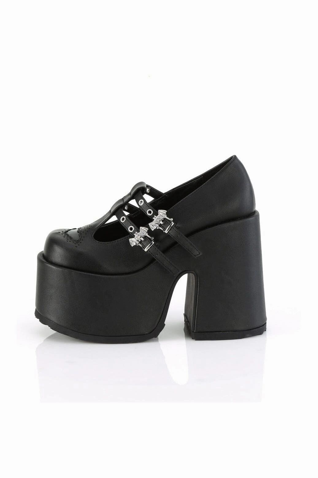 CAMEL-55 Black Vegan Leather Mary Janes