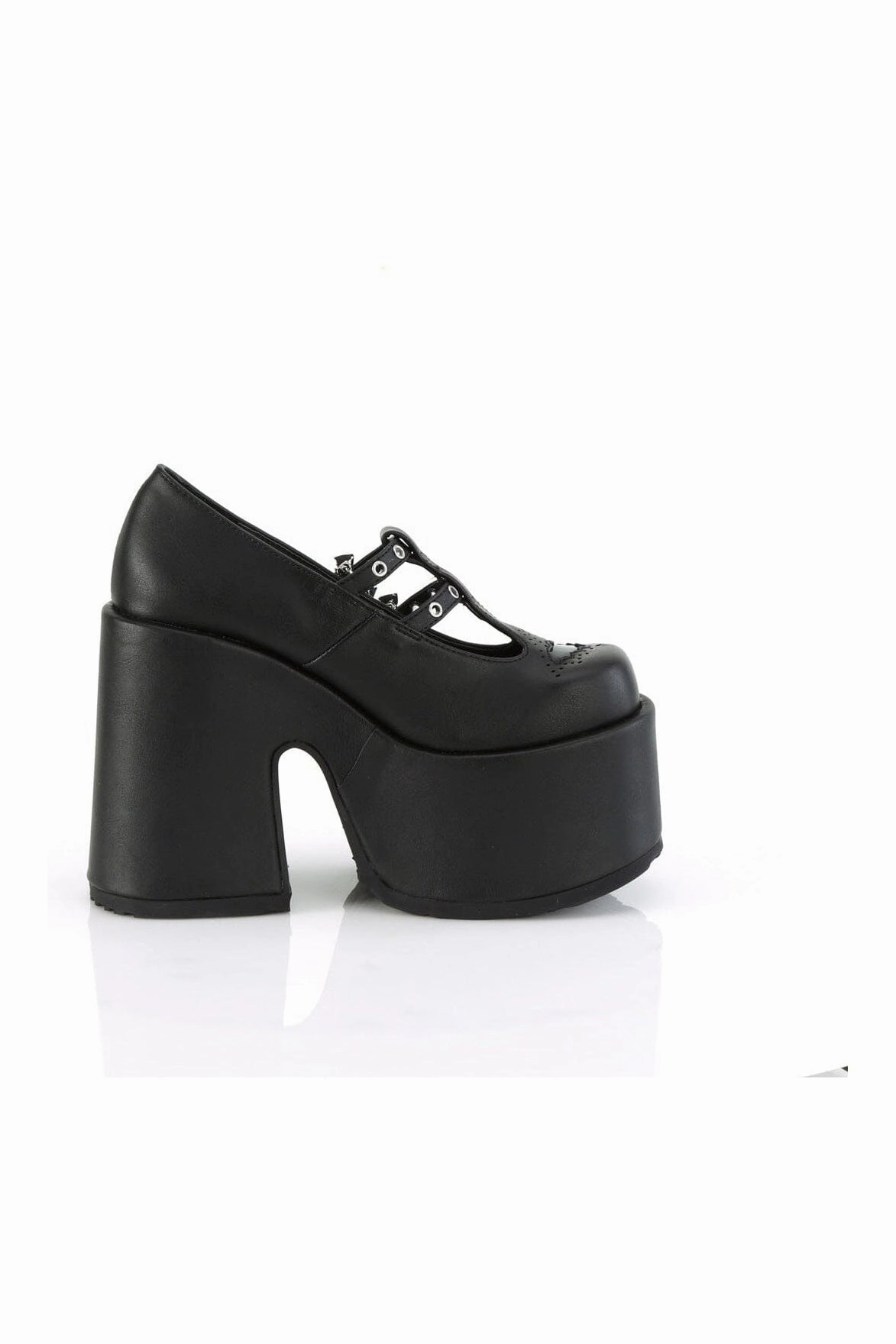 CAMEL-55 Black Vegan Leather Mary Janes