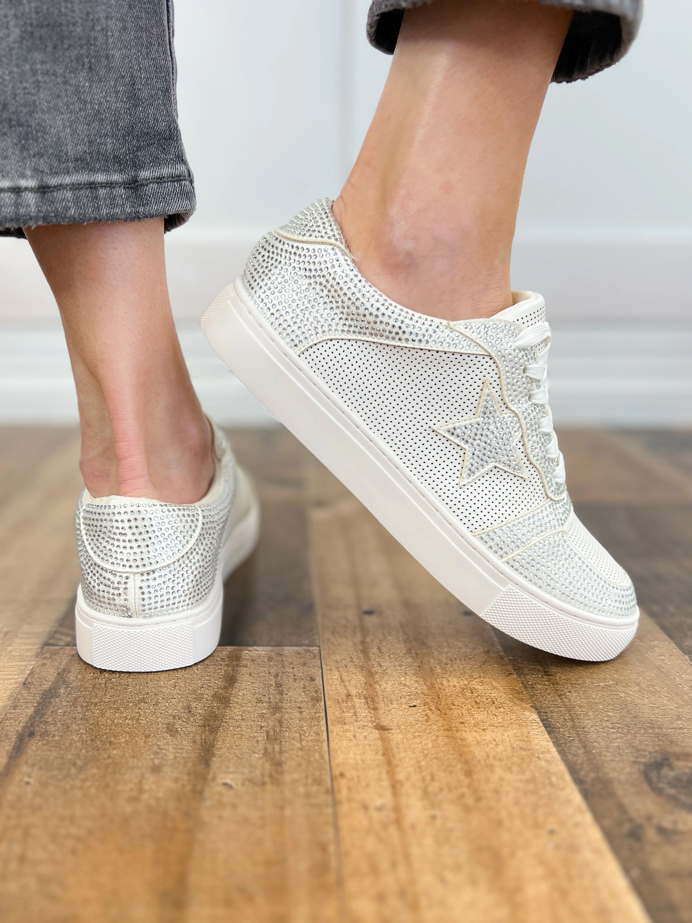 Corkys Legendary Tennis Shoes in White Crystals