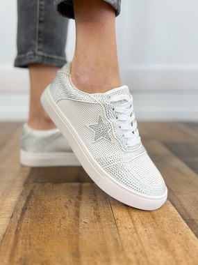 Corkys Legendary Tennis Shoes in White Crystals