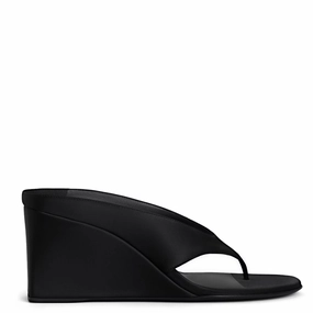 Cube 75 Thong Wedge Satin, Black