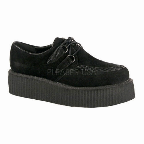 DEMONIA V-CREEPER-502S Men's Black Veggie Suede Creepers