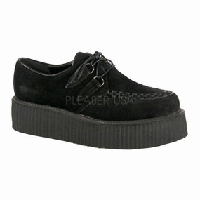 DEMONIA V-CREEPER-502S Men's Black Veggie Suede Creepers