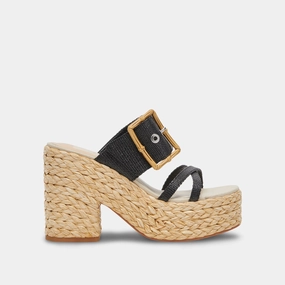 EDWINA HEELS ONYX RAFFIA - re:vita