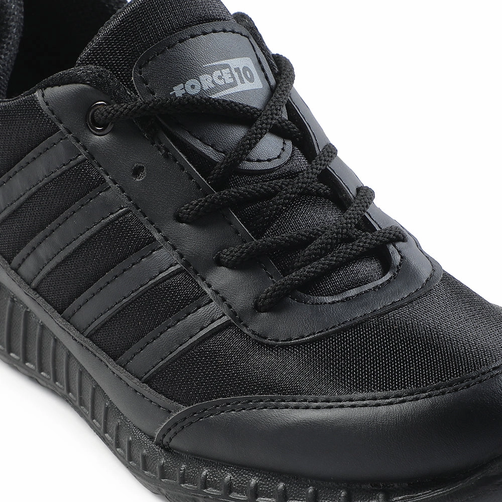 Force10 Black Lacing Uniform School Shoes For Kids 9906-90SL By Liberty
