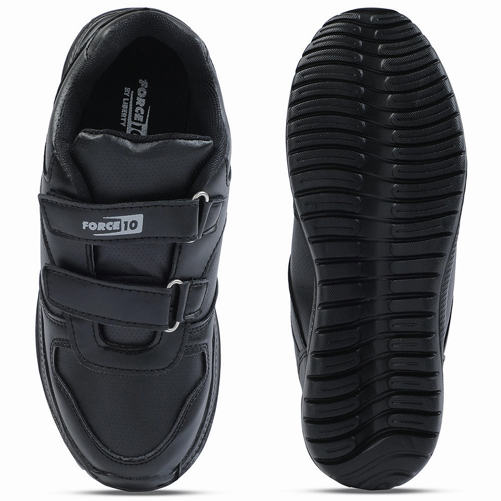 Force 10 Black Non Lacing Uniform School Shoes For Kids SKOLPRO-V By Liberty