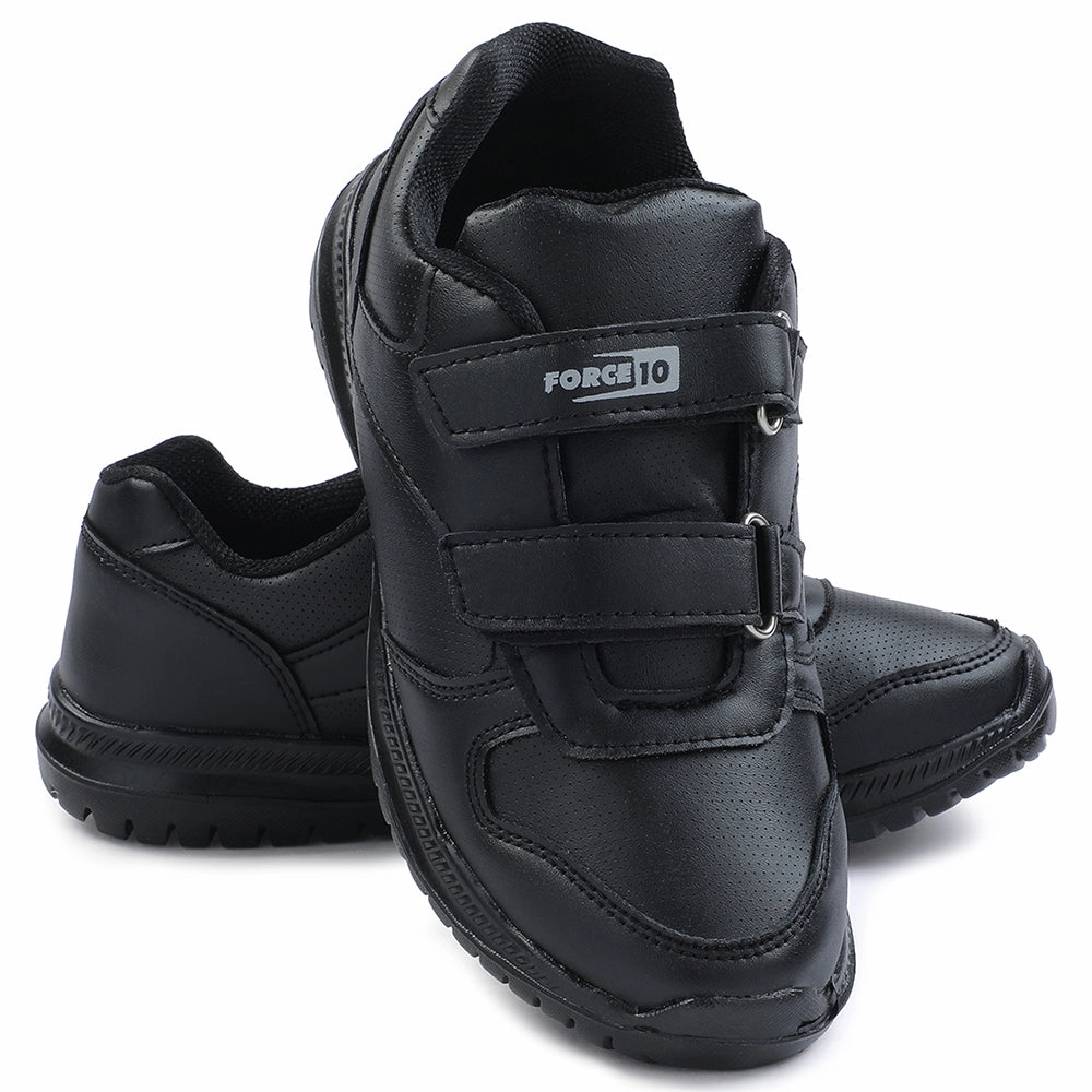 Force 10 Black Non Lacing Uniform School Shoes For Kids SKOLPRO-V By Liberty