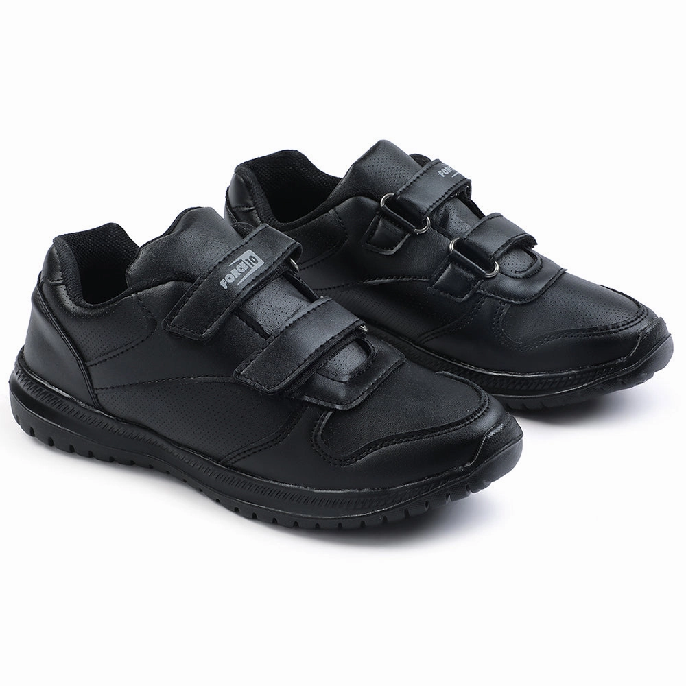 Force 10 Black Non Lacing Uniform School Shoes For Kids SKOLPRO-V By Liberty