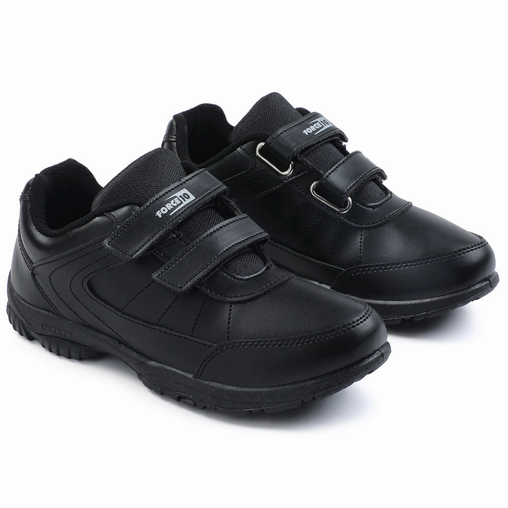 Force 10 Black Velcro Uniform School Shoes For Kids SCHZONE-DV By Liberty
