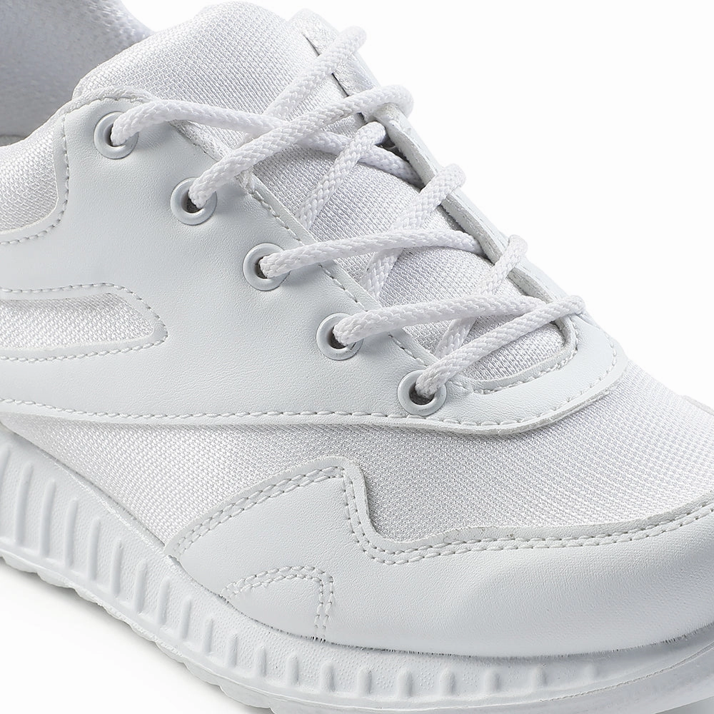 Force 10 White Lacing Uniform School Shoes For Kids 9906-90GN By Liberty