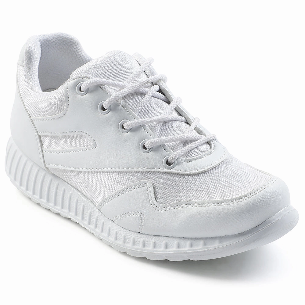 Force 10 White Lacing Uniform School Shoes For Kids 9906-90GN By Liberty