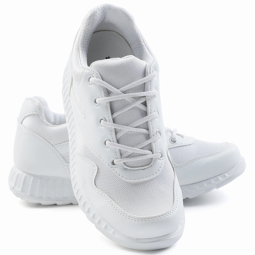 Force 10 White Lacing Uniform School Shoes For Kids 9906-90GN By Liberty