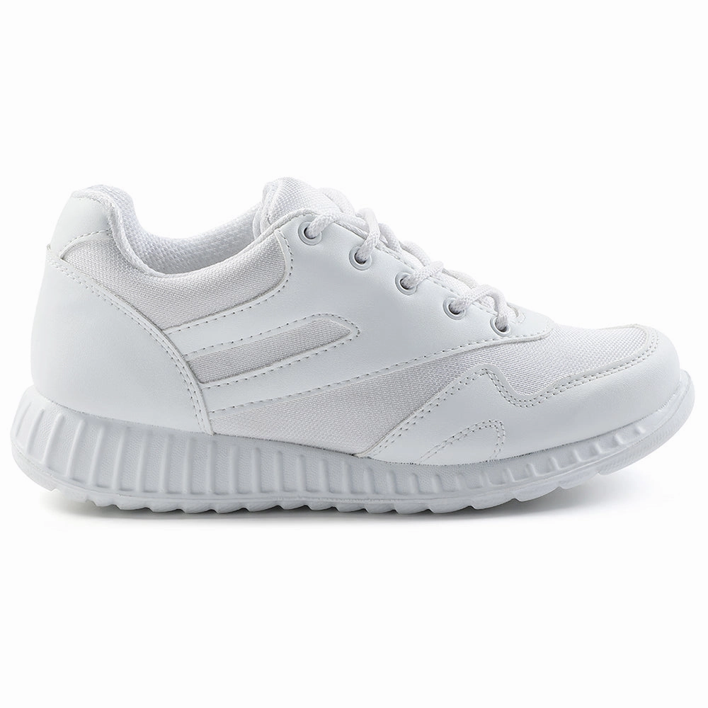 Force 10 White Lacing Uniform School Shoes For Kids 9906-90GN By Liberty