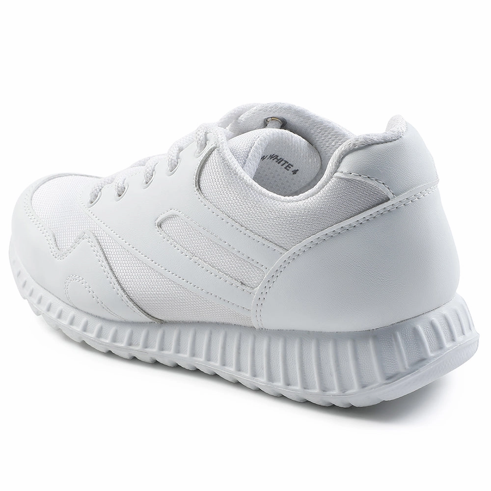 Force 10 White Lacing Uniform School Shoes For Kids 9906-90GN By Liberty
