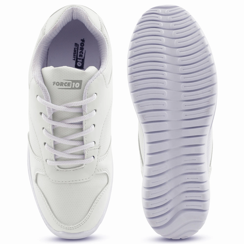 Force 10 White Lacing Uniform School Shoes For Kids SKOLPRO-L By Liberty
