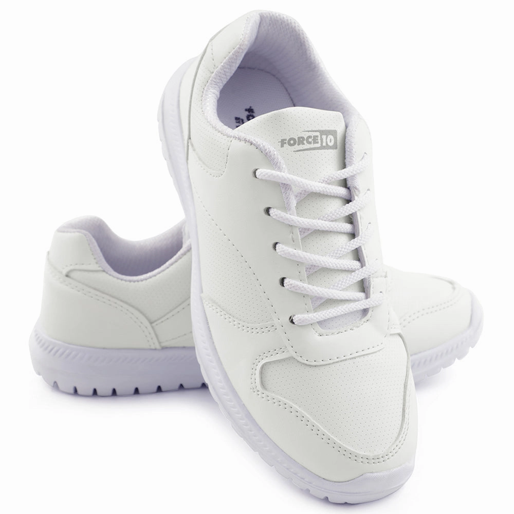 Force 10 White Lacing Uniform School Shoes For Kids SKOLPRO-L By Liberty