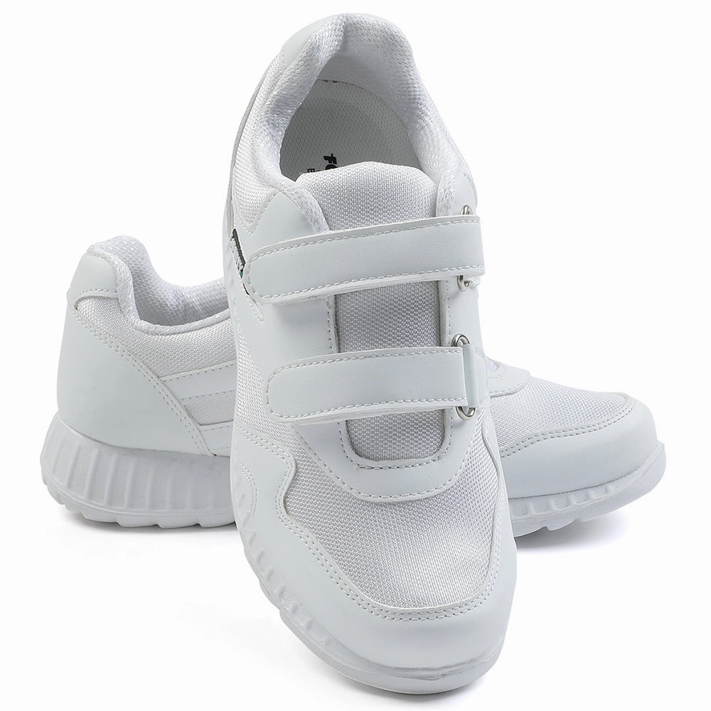 Force 10 White Velcro Uniform School Shoes For Kids 9906-90VGN By Liberty