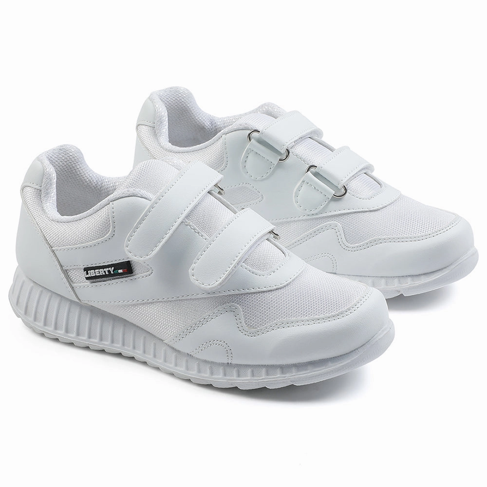 Force 10 White Velcro Uniform School Shoes For Kids 9906-90VGN By Liberty