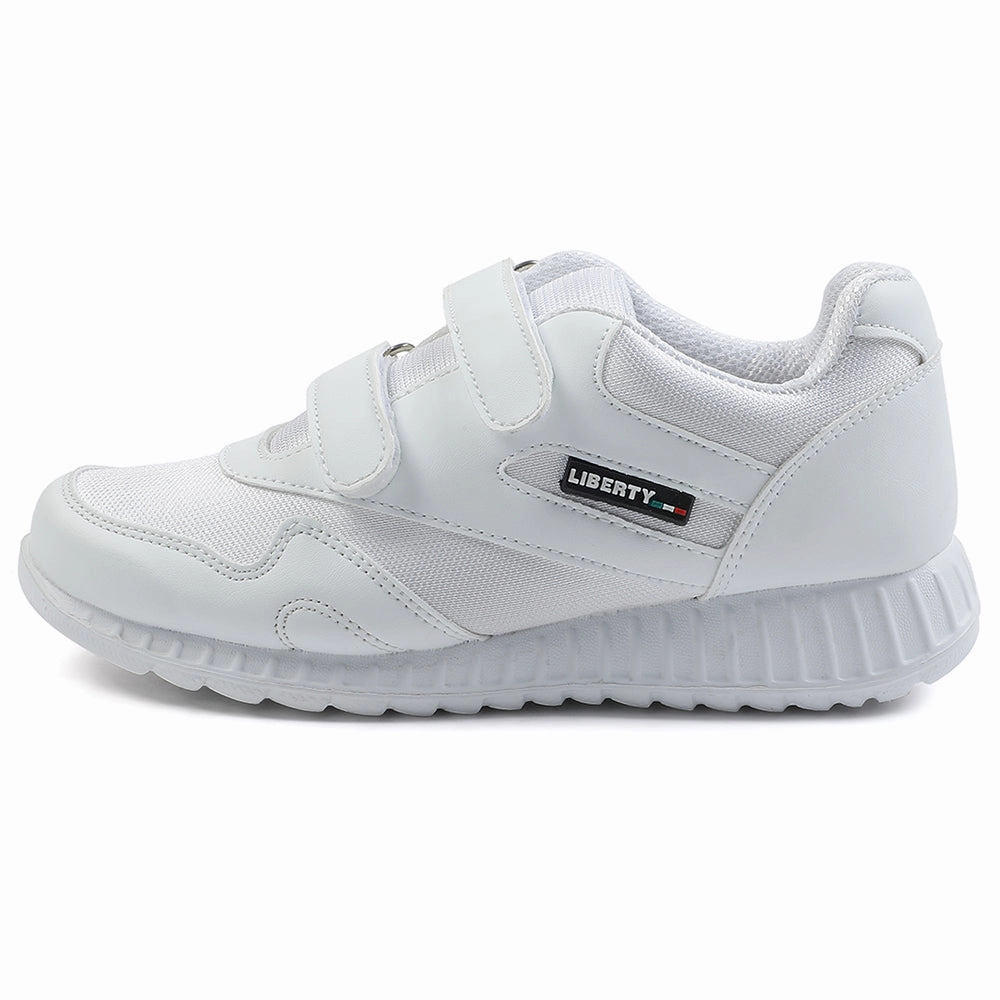Force 10 White Velcro Uniform School Shoes For Kids 9906-90VGN By Liberty